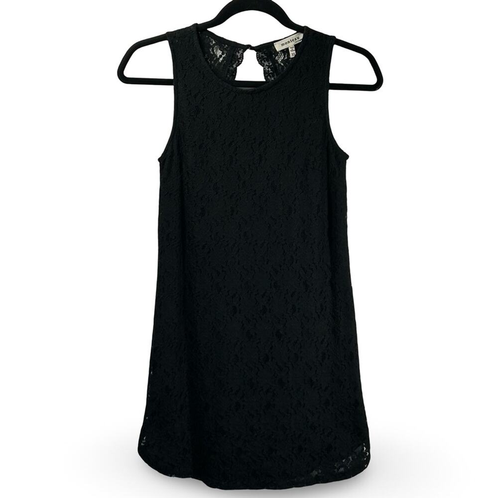 Monteau Crocheted Overlay Tunic Dress Size XS Embellished Coquette Goth Lace